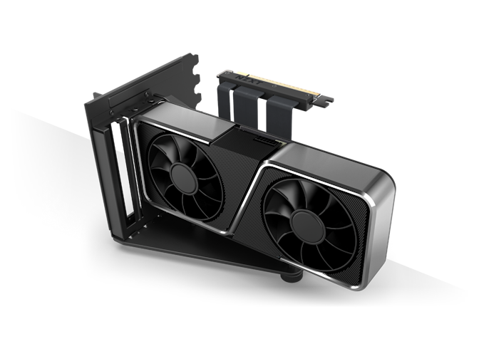 Seitenansicht der vertikalen GPU von NZXT