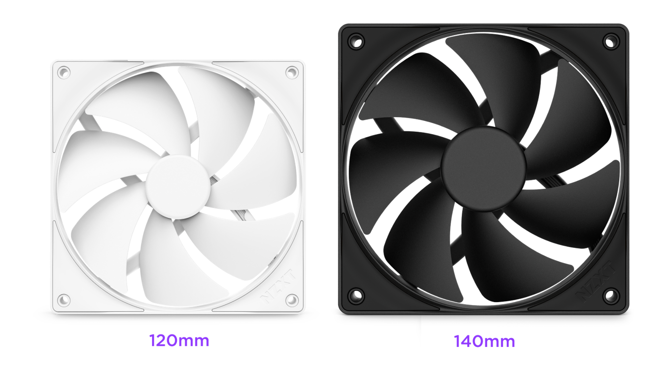 Weiße 120-mm- und schwarze 140-mm-Lüfter mit statischem Druck